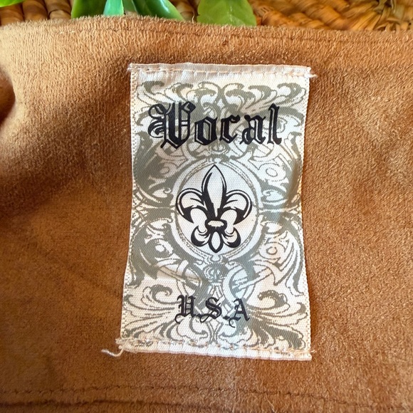 Vocal Camel Brown Western Faux Suede Fringe & Stud Jacket - Picture 8 of 10